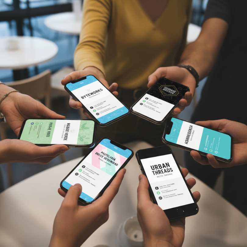 Muestra de tarjetas digitales personalizadas en smartphones